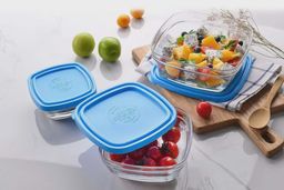 Контейнер FRESHBOX 1.1л прямоугольный с голубой крышкой