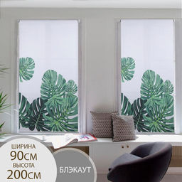 Штора рулонная Тропики, блэкаут, 90200 см, цвет белый