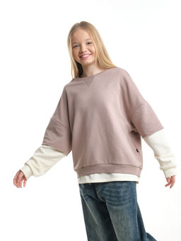 Толстовка для девочки 22-8047 бежевый - Mini maxi фото 25