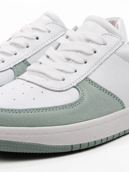 03-C933-7K WHITE/GREEN Кеды кожаные женские (натуральная кожа, натуральная замша)