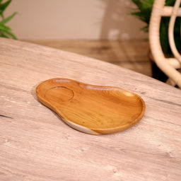 Блюдо для подачи закуски и соуса, 18×1.5×25 см, тиковое дерево