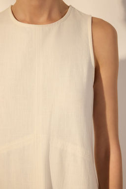 Trendyolmilla Kahverengi Keten Kar?s?ml? Duz Kesim Dikis ve Cep Detayl? Midi Dokuma Elbise TWOSS25EL00652 фото 3