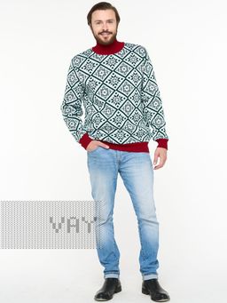 Джемпер мужской 5232-12362. 074/292/0703 белый/тайга/красный