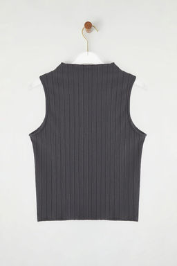 Trendyolmilla Antrasit Dokulu S?f?r Kol Regular/Normal Kesim Orme Bluz TWOSS25BZ00533  фото 6