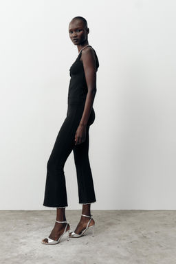 FLARE STRETCH TROUSERS WITH FAUX PEARLS - Zara фото 3