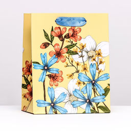 Подарочный пакет Луговые цветы, 18 х 22,3 х 10 см