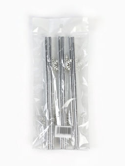 Цена за 2 шт. Трубочки для коктейлей Снежинки, серебро, 6 шт