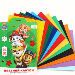 Цветной картон гофрированный, А4, 12 листов, 12 цветов, немелованный, двусторонний, в папке, 230 г/м², «Щенки»