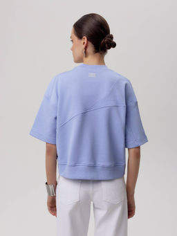 CONTE Комбинированная футболка из футера c вставками в рубчик LD 2573 cornflower - Conte elegant фото 2