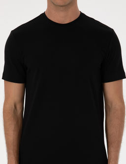 Siyah Regular Fit Kal_n Dokulu Bisiklet Yaka Basic Ti__rt - Pierre cardin фото 6