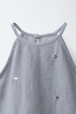 TOP HALTER LENTEJUELAS ALGOD?N Y LINO / Gris / Azul - Zara фото 4