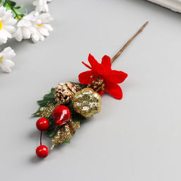 Цена за 12 шт. Декор для творчества «Красный цветок» 18 см