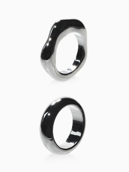 Цена за 2 шт. Кольцо пластик «Стиль», набор 2 шт. размер 17, цвет серебро