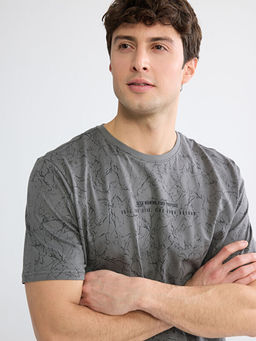 Bisiklet Yaka Bask?l? Erkek Ti??rt