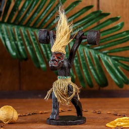 Сувенир «Абориген-штангист», 30 см, дерево