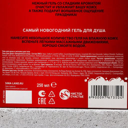 Подарочный набор новогодний «С праздником», гель для душа 250 мл и мочалка для тела, Чистое счастье