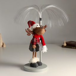 Интерьерная кукла текстильная свет Лосик девочка в клетчатой кофте, серой юбке, у фонаря, 17?17?43.5 см - Simaland фото 3