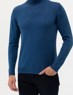 _ndigo Melanj Slim Fit Yar_m Bal_k__ Yaka Basic Triko Kazak - Pierre cardin фото 6