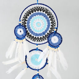 Ловец снов амулет от сглаза 5 колец «Назар», с перьями, 20×55 см