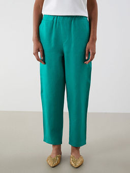 Beli Lastikli %100 Keten Kad?n Pantolon