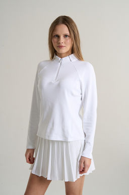 Лонгслив half-zip утепленный Белый ANTA RUNNING LS Tee фото 2