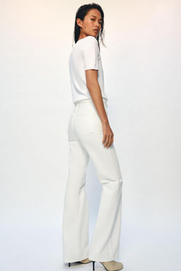 JEANS ZW COLLECTION FLARE TIRO ALTO / Blanco - Zara фото 5