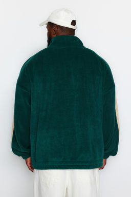 TRENDYOL MAN Zumrut Yesili Unisex Buyuk Beden Oversize Nak?sl? Anti-pilling Polar Sweatshirt TMNAW24AO00023 - Trendyolmilla фото 7
