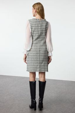 Cok Renkli Ekose / Kareli Mini Dokuma Elbise TWOAW21EL0532