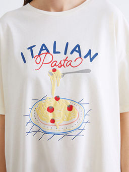 Bisiklet Yaka Bask?l? Kad?n Pijama Tak?m?