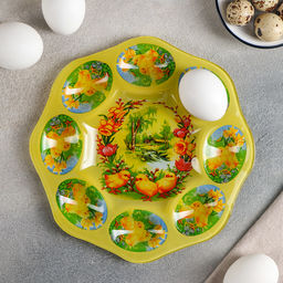 Подставка стеклянная для яиц Доляна Цыплята, 211 см, 8 ячеек  фото 2