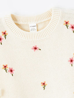 Bisiklet Yaka ?i?ekli K?z ?ocuk Triko S?veter - Waikiki фото 2