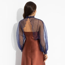 Болеро со съемным декором, Деловой взгляд (синее, с брошкой) - Charutti фото 5