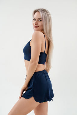 Пижама женская из бра и шорт из вискозы коллекция Лотос темно-синий - Амадэль фото 5