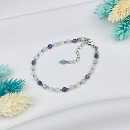Браслет для "Рака" из Аквамарина,Аметиста и Горного Хрусталя 18 см +