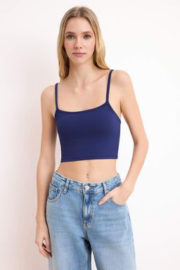 TRENDYOLMILLA Siyah-Vizon 2li Paket Poliamid Icerikli Ask?l? Crop Fitted Esnek Orme Atlet TWOSS24AL00053  фото 26