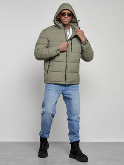 Куртка спортивная мужская зимняя с капюшоном цвета хаки 8362Kh - Wonderrman фото 6