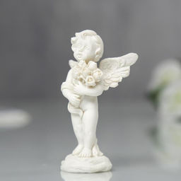 Фигурка полистоун Ангелочек с букетом роз, 7.2?4.5?2.8 см, МИКС