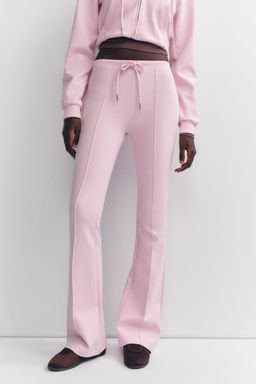 STITCHED INTERLOCK BELL BOTTOM TROUSERS - Zara фото 4