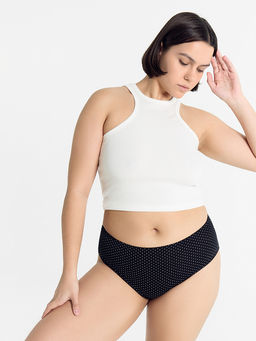 Цена за 2 штуки! Трусы женские макси черные в белый горошек