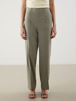 Keten Kar???ml? Kad?n Pileli Pantolon