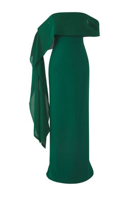 TRENDYOLMILLA Ac?k Mavi Carmen Yaka Dokuma Uzun S?k Abiye Elbise TPRSS25AE00115 фото 9