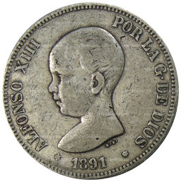 5 песет 1891 года Испания