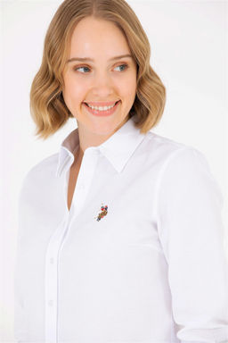 Женская белая базовая рубашка с длинным рукавом - U.s. polo assn фото 10