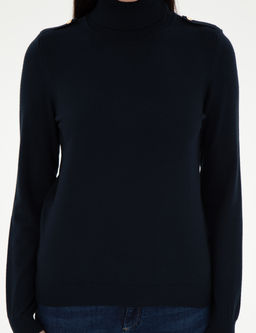 Lacivert Slim Fit Basic Kazak