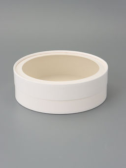 Набор круглых подарочных коробок с окном, завальцованные, белые, 8 шт., 18×6 см