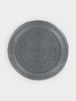 Салфетка под приборы, 36 см, бисер, круглая, серая, Bijou
