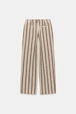 PANTAL?N RECTO RAYAS / Beige-marro