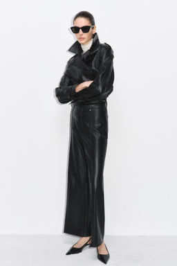 ZW COLLECTION TAILORED WIDE-LEG LEATHER-EFFECT TROUSERS - Zara фото 16