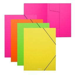 Цена за 4 шт. Папка на резинках пластиковая ErichKrause Matt Neon, A4, ассорти (в пакете по 4 шт.)