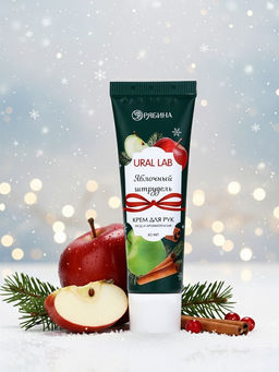 Крем для рук новогодний с ароматом яблочного штруделя, 30 мл, URAL LAB  фото 2